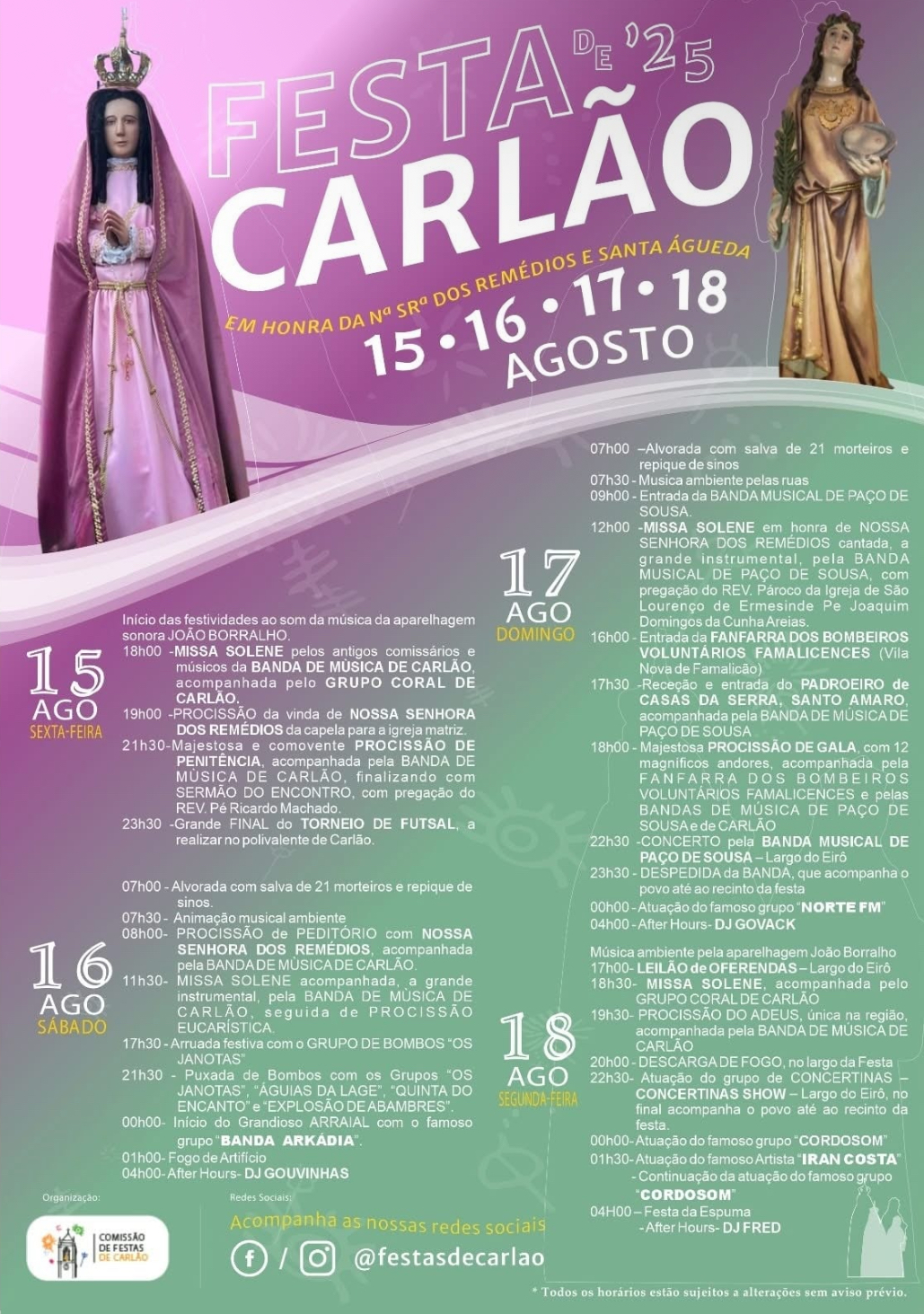 Festas em Honra De nossa senhora dos Remédio e Santa Águeda 